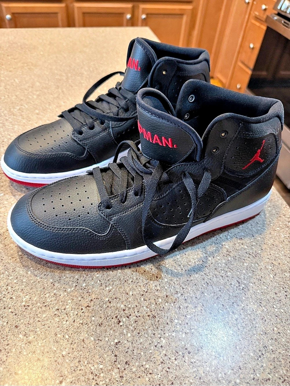 Jordan Jumpman Mid High Top Sneakers in Black & Red US 13 Men